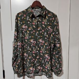 Misell Floral Button-Up Shirt, Size XL